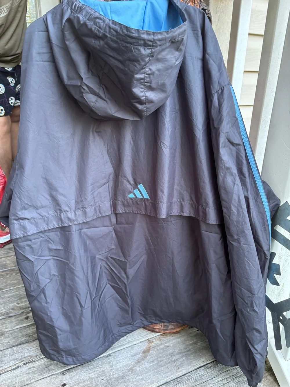 adidas Men's Black & Blue Hooded Windbreaker Jacket